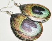 Peacock Earrings / Peacock Jewelry / Peacock Accessories / Mardi Gras Earrings / Peacock Feathers / Feather Earrings / Dangle Earrings