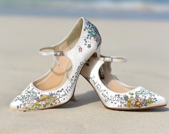 Custom Hand-Painted Wedding Shoes: Fairytale Bridal Design
