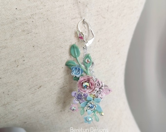 Flower Earrings, Hand Made Drop Earrings, Wedding Jewellery
