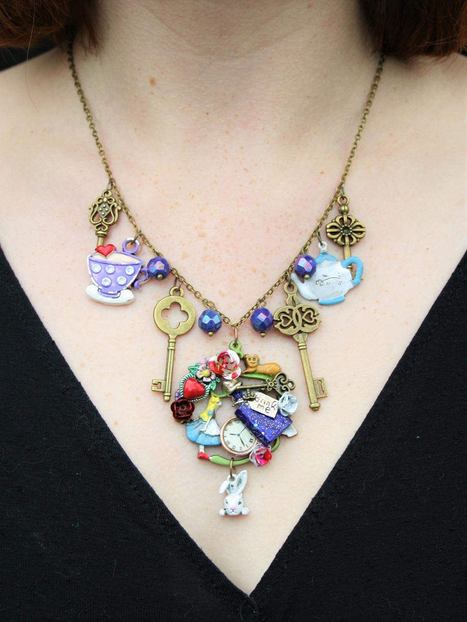 Alice in Wonderland Necklace Statement Necklace Charm Etsy