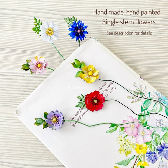 Hand-Painted Metal Flower Bookmark: Birth Month Gift