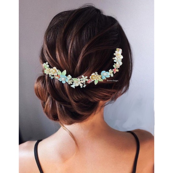 Handmade Wedding Flower Hair Vine, Bridal Hair Garland
