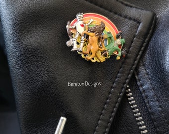 Oz, Witch and Rainbow Stick Pin  Brooch, Hand made, Dorothy Jewellery, Storybook Lapel Pin