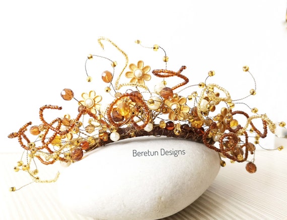 Vintage Wild Fizz Crown - Crystal, Bead and Pearl… - image 1
