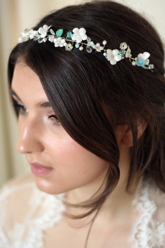 Items similar to Floral Bridal Hair Vine, Hair Garland, Floral Hair