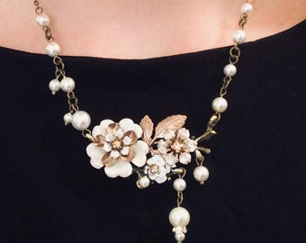 Gardenia, Floral Necklace & Matching Earrings, Bridal Jewellery, Statement, Choker, Handmade Flower Jewellery, Florist Gift,