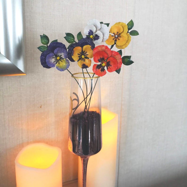 Pansy Flower Book Mark, Gift, 3D Metal Hand Painted Rose, Page Saver