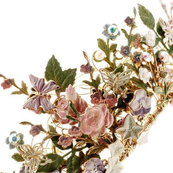 Country Garden Flower  Bridal Tiara, wedding hair accessories, bridal hair,Bridal Headband, Bohemian Bride, Fairy Crown, Spring Wedding