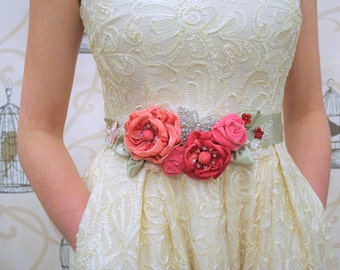 Ceinture de mariée, ceinture - ceinture de robe de mariée - ceinture écharpe fleurie - ceinture de demoiselle d'honneur - écharpe de mariée - ruban de mariée - ceinture de mariée fleur