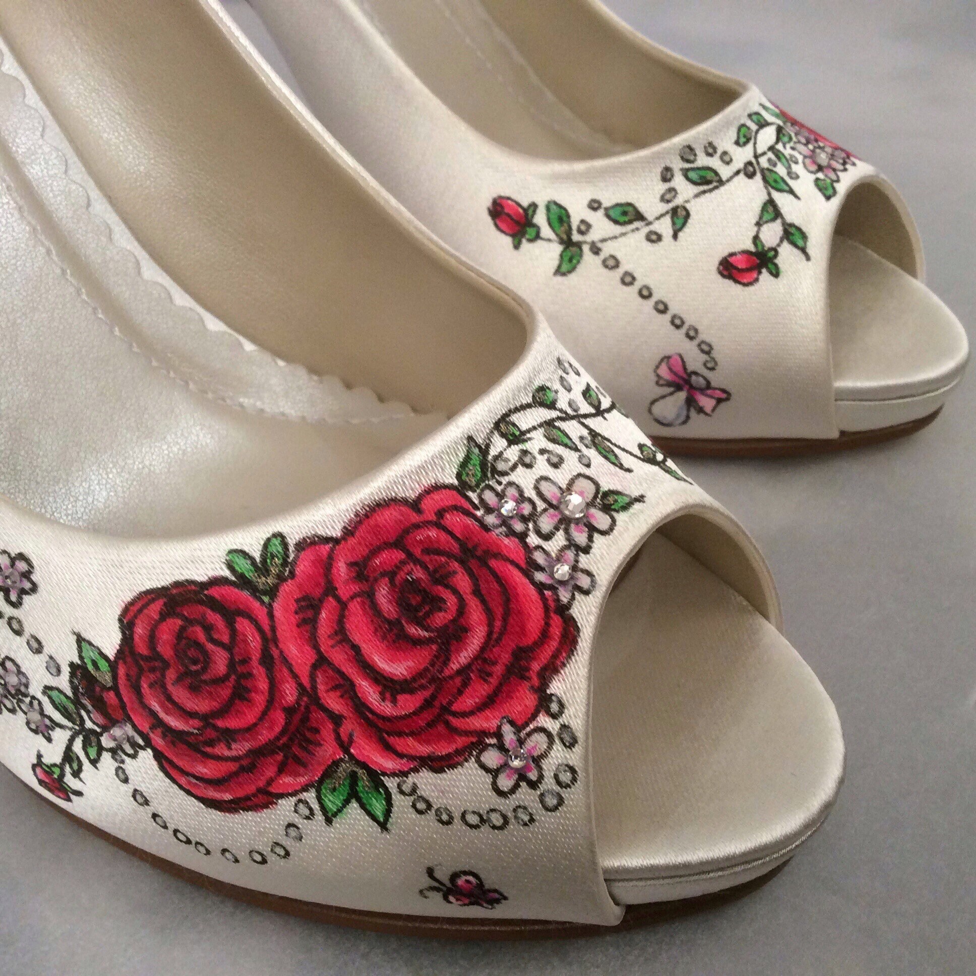 flowers painted on shoes