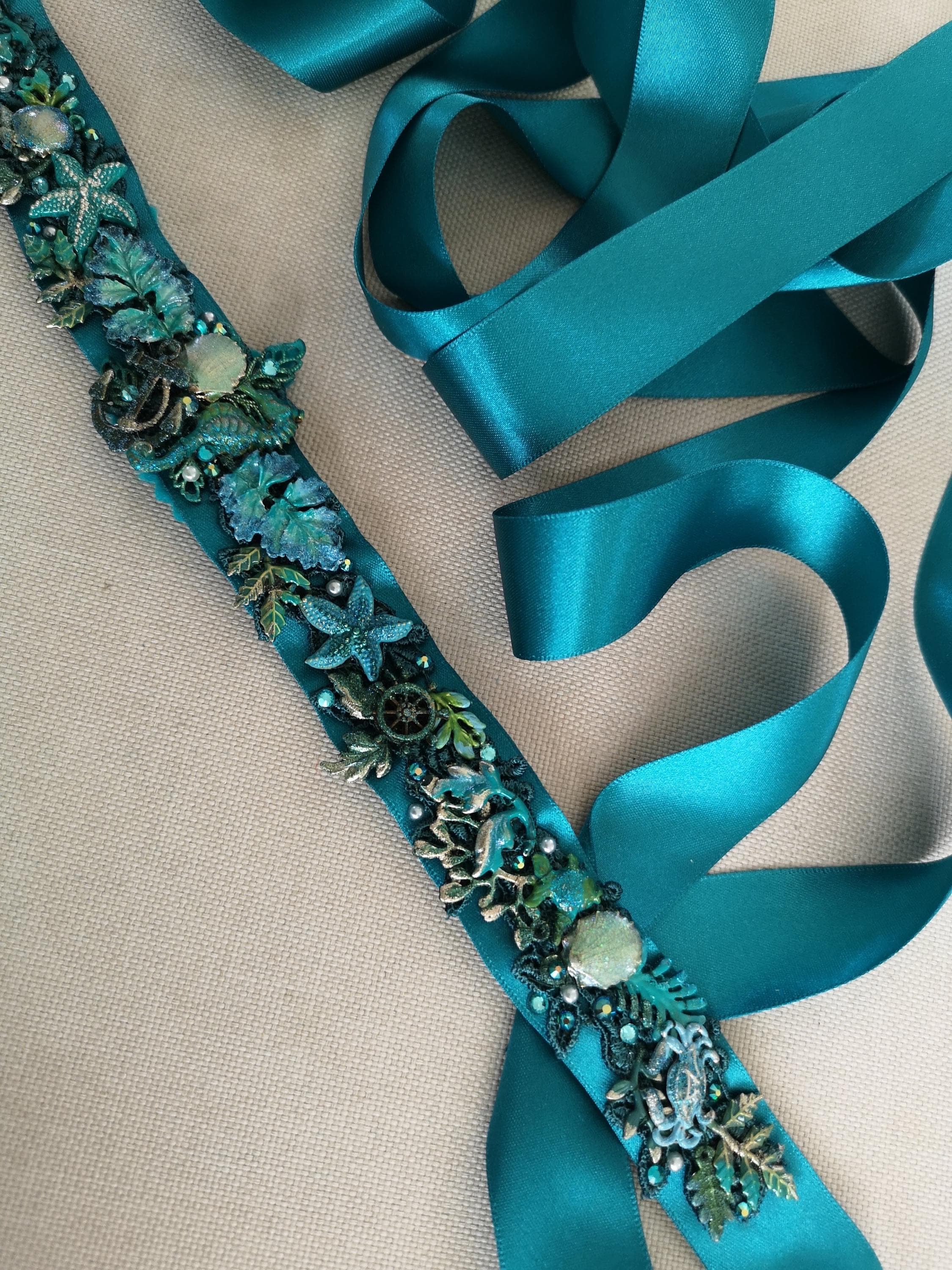 Teal Bridal Belt - Etsy display picture 1