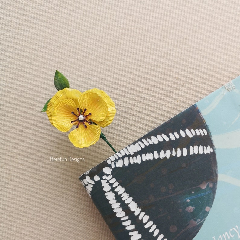 Pansy Flower Book Mark, Gift, 3D Metal Hand Painted Rose, Page Saver