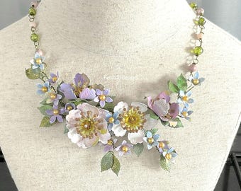 Custom Hand Painted Necklace, Rose Jewellery, Hand Made Necklace