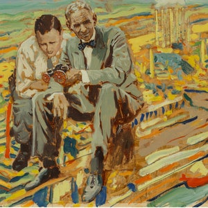 1952 Rockwell Picture of Henry and Edsel Ford Picture on Mouse Pad