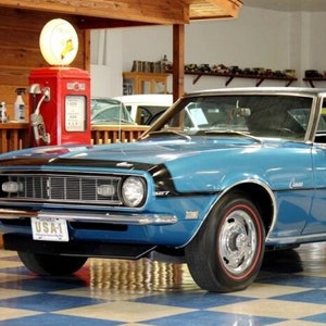 Car Chevy 1968  Chevy Camaro SS Blue Black Accent Classic Car Mouse Pad
