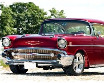 Alfombrilla de ratón para coche Chevy 1957 Chevy Bel Air rojo metalizado