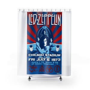 Vintage Rock Band Shower Curtain, Led Zeppelin Decor, Unique Bathroom Accessory, Music Lover Gift, Retro Bathroom Style, Concert Memorabilia