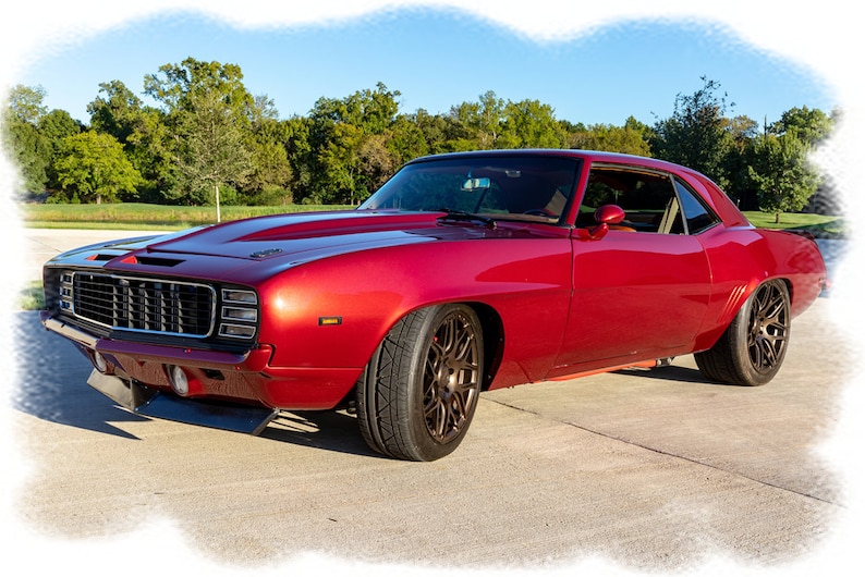 Classic Car Mouse Pad 1969 Chevrolet Chevy Camaro Custom coupe Beautiful Red