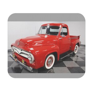 Car 1955 Ford F-100 Pickup Truck Red Mouse Pad | Retro Computer Accessory, Gift