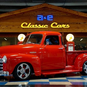 Car Chevy 1949  Chevy 3100 Pickup Truck Brite Red Classic Car Mouse Pad
