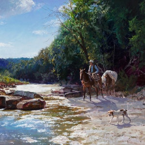 Mouse Pad Cowboy and Dog Packing on the Range Old West Art on Mouse Pad