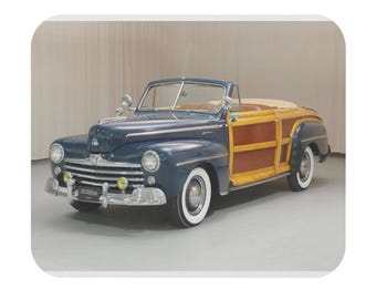 Tappetino per mouse a forma di Ford Woodie Convertible del 1947, tappetino da scrivania vintage per auto d'epoca