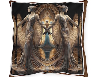 Art Deco Outdoor Pillows, Elegant Patio Décor, Vintage Cushion Covers