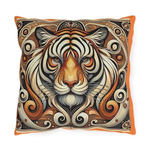 Art Artistic Tiger Outdoor Pillows Vibrant Garden Decor, Patio Cushion, Boho