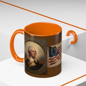 American Flag and Founding Father Coffee Mug with George Washington, Perfect for Independence Day Gift for History