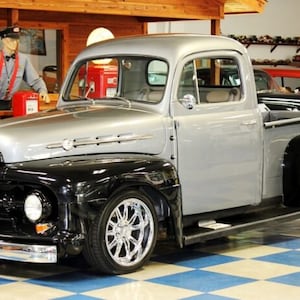 Car 1951 Ford F1 Pickup Truck Black Silver Custom Classic Car Mouse Pad
