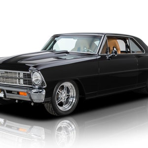 Car  Chevy Nova 1966 Sweet Black & Beautiful Classic Custom Car 13&quot;x19&quot; inch Glossy Print