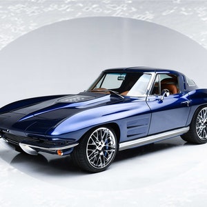 Car Chevy Mouse Pad of 1963  Corvette Custom Coupe Blue Beauty Picture on mouse pad