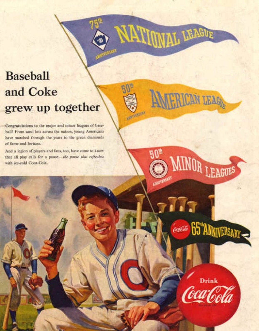 コカ・コーラのCoke 65周年記念広告（野球ボールをモチーフにした