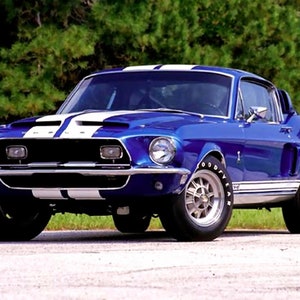 Car Ford Mustang Mouse Pad 1968 Ford Mustang Shelby GT500KR Hot Blue Fastback Picture Picture on Mouse Pad