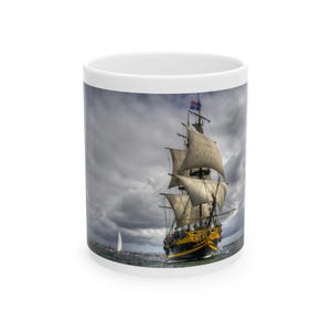 Nautical Sailing Vessel Adventure Ceramic Mug | Tall Ship Sailboat Design | Perfect Gift for Sailors, Ocean Lovers, Maritime