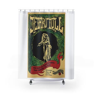 Vintage Jethro Tull Rock Band Bathroom  Curtain, Music Decor, Home Decor, Bathroom Accessories, Unique Gift for Music Lovers, Retro Shower