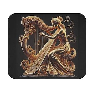 Elegant Harpist Mouse Pad, Music Lover Gift, Classical Art Desk Accessory, Home Office Decor, Unique Wishlist Item