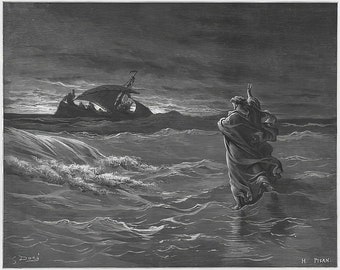 Mouse Pad Gustave Dore Engraving on Mouse Pad Jesus Walking on Water