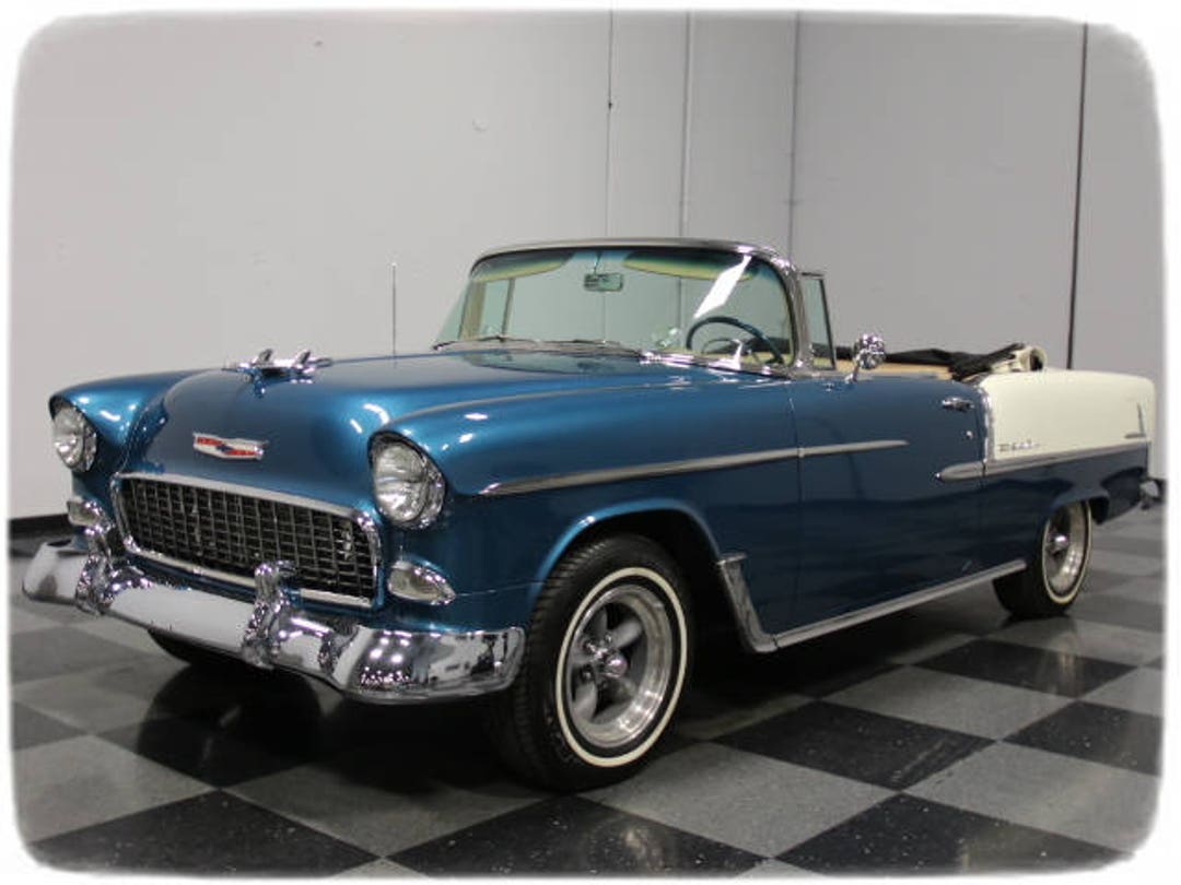 Chevy 1955 Chevrolet Chevy Bel Air Convertible Blue/white Classic Car