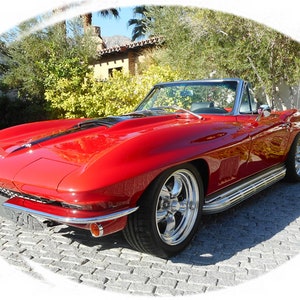 Car Chevy Mouse Pad of 1967  Corvette Convertible Classic Red Beauty Picture on mouse pad