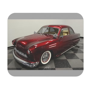 Car 1950 Ford Coupe Mouse Pad, Vintage Vehicle Desk Accessory, Car Retro Automobile
