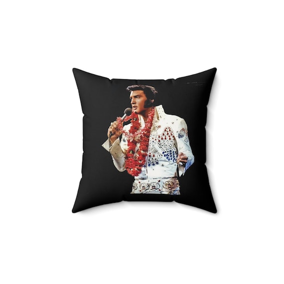 Elvis in Hawaii Velvet Smooth Pillow, Retro Home Decor, Music