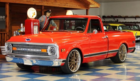 Chevy 1969 Chevrolet Chevy c 10 Pickup Truck Orange Red Classic Car Mouse Pad
