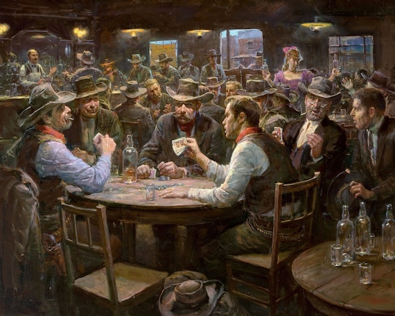 Old West Art Saloon Texas Holdem Enlarged Print Semi-gloss Old | Etsy