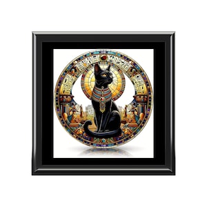 Art Ancient Egyptian Cat  Jewelry / Ring Box , Unique Gift for Cat Lovers, Decorative Art