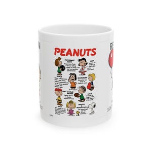 Peanuts Character Rerun Ceramic Mug, Cartoon Coffee Cup, Gift for Peanuts Fans, Fun Kitchenware, Vintage Snoopy Collectible