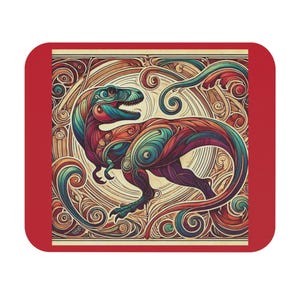 Colorful T-Rex Mouse Pad, Gaming Accessories, Office Decor, Dinosaur Gift, Desk Essentials, Unique Workspace Decoration