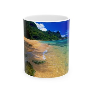 Tropical Beach Ceramic Mug, Ocean Views Coffee Cup, Summer Vibes Drinkware, Gift for Beach Lovers, Home & Office Decor