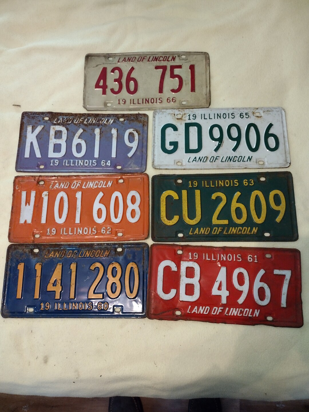 1960's Vintage Auto License Plates Illinois Plates 7 Seven Plate Lot Etsy