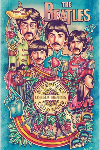 Maxi Poster The Beatles Sgt Pepper 61x91,5 Cm, GB Eye Ltd, Ufficiale, Carta 150gsm, Stampe Colori Vivaci